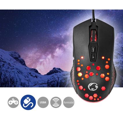 Gaming ποντίκι με LED 800/1200/2400/3200/4800/7200 DPI 7 πλήκτρα μαύρο