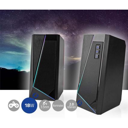 ΣΕΤ 2x LED RGB Ηχεία Gaming18W/5V