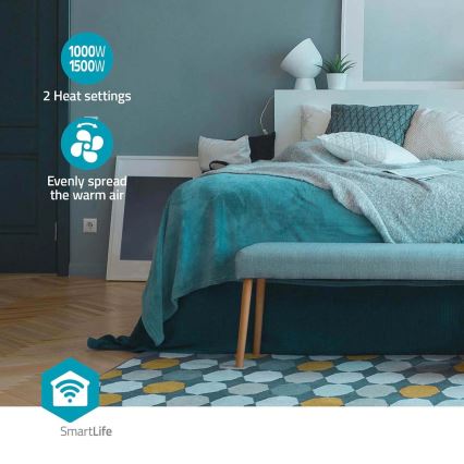 Αερόθερμο κεραμικό Smartlife 1000/1500W/230V Wi-Fi Tuya + τηλεχειριστήριο