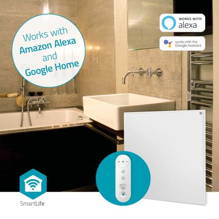 Πάνελ υπέρυθρης θέρμανσης 350W/230V 59,8x62 cm IP44 Wi-Fi Tuya + τηλεχειριστήριο