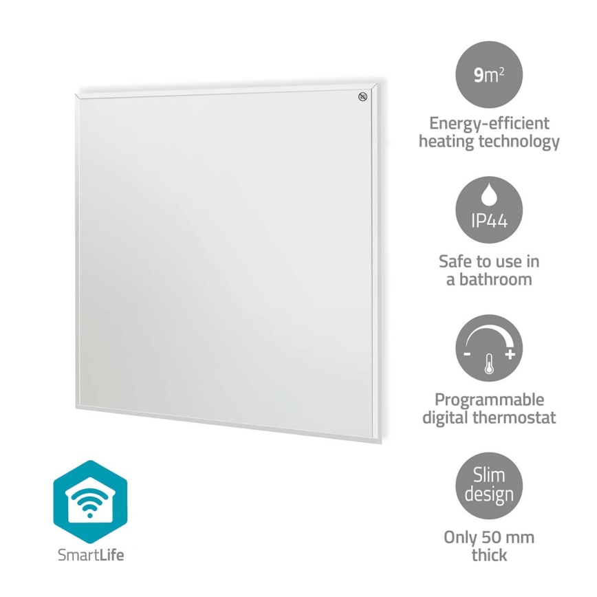 Πάνελ υπέρυθρης θέρμανσης 350W/230V 59,8x62 cm IP44 Wi-Fi Tuya + τηλεχειριστήριο