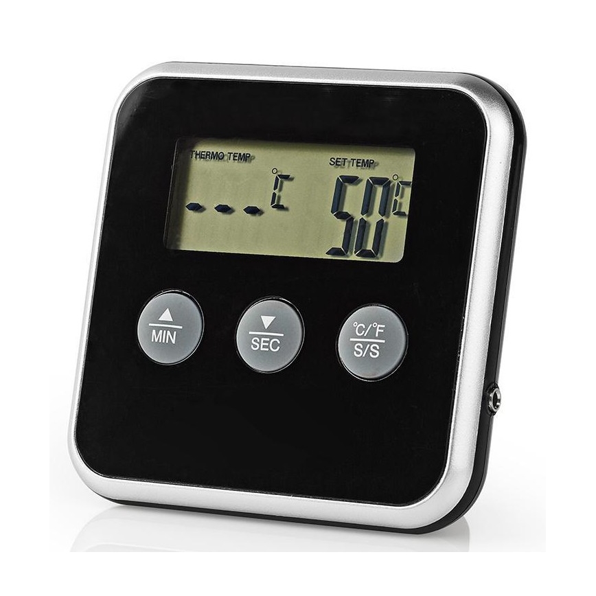 Θερμόμετρο κρέατος με οθόνη και χρονοδιακόπτη 0-250 °C 1xAAA