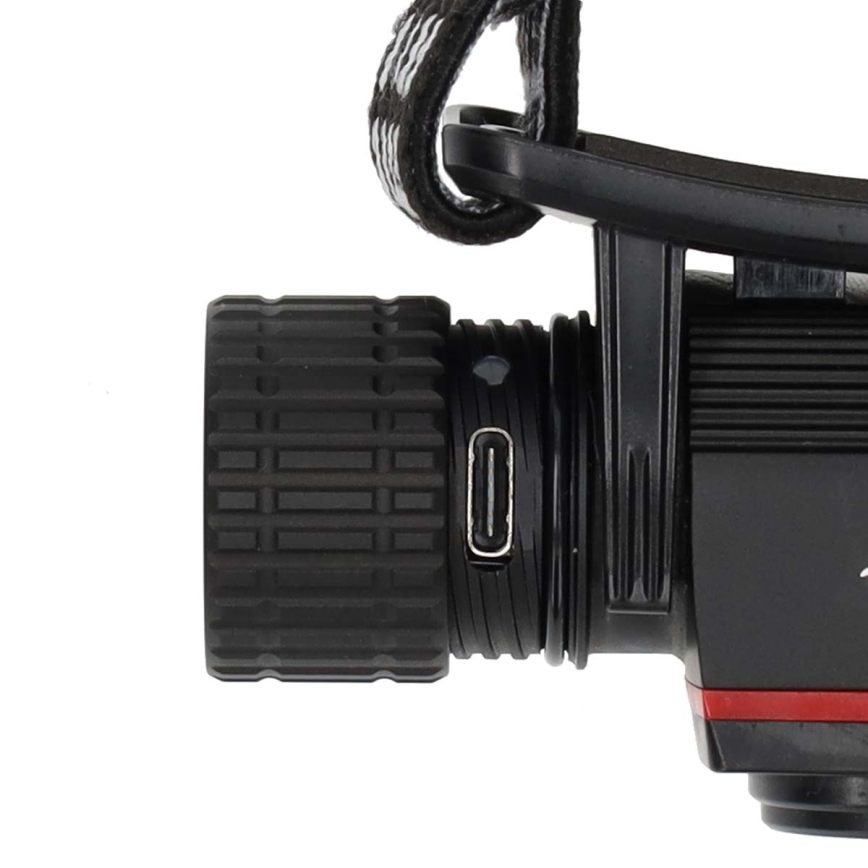 LED ρυθμιζόμενος επαναφορτιζόμενος αλουμινένιος φακός κεφαλής LED/10W/5V 2200 mAh IPX8 μαύρος