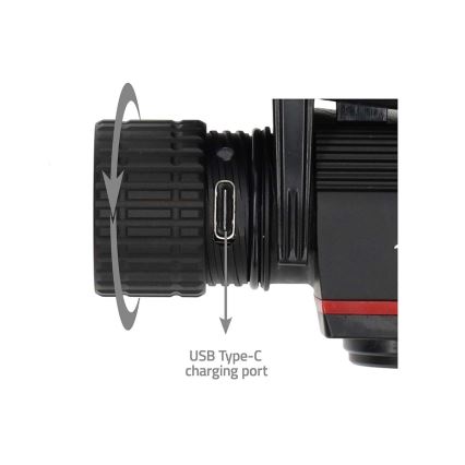 LED ρυθμιζόμενος επαναφορτιζόμενος αλουμινένιος φακός κεφαλής LED/10W/5V 2200 mAh IPX8 μαύρος