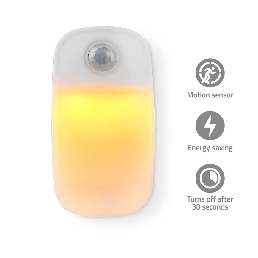 Φωτιστικό νυκτός πρίζας LED με αισθητήρα κίνησης και σούρουπου LED/0,55W/230V λευκό	 LED/0,55W/230V λευκό