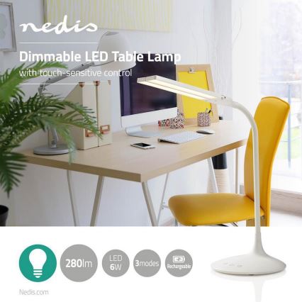 LED Ρυθμιζόμενο Επιτραπέζιο Φωτιστικό LED/6W/5V 2200 mAh λευκό