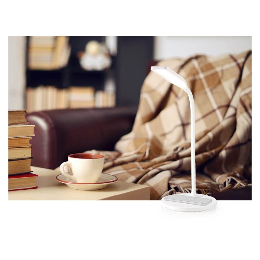 LED Dimming αφής εύκαμπτο Επιτραπέζιο φωτιστικό με 15W ασύρματη φόρτιση Qi LED/5,5W/230V 2700-6500K λευκό