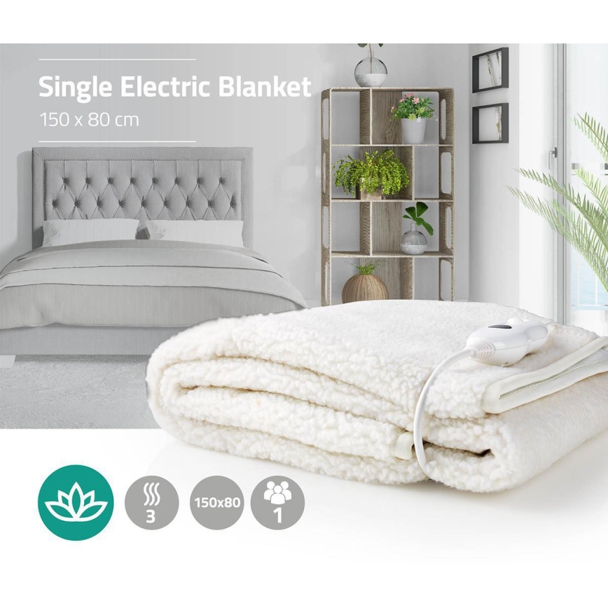 Ηλεκτρική θερμαινόμενη κουβέρτα 60W/230V 150x80 cm μαλλί