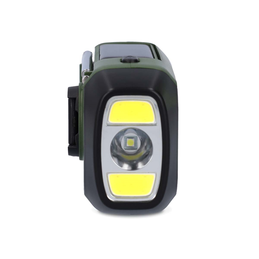 Ραδιόφωνο DAB+/FM με μανιβέλα, ηλιακό πάνελ και LED φακό 5V/2500 mAh πράσινο/μαύρο