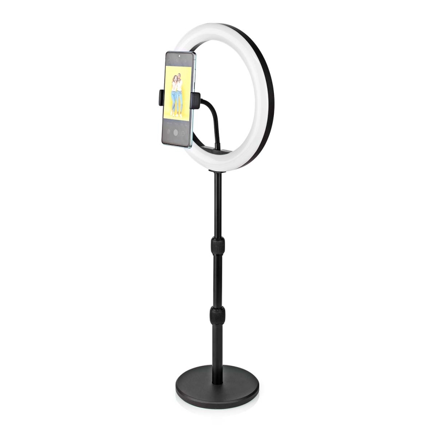 Φωτιστικό LED Ring Dimmable με βάση και θήκη τηλεφώνου για vlog LED/6W/USB 2700-6700K