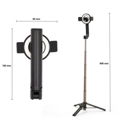 Μαγνητικό πτυσσόμενο selfie stick 2 σε 1 με βάση + τηλεχειριστήριο