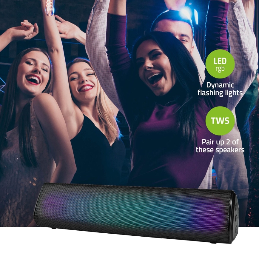 Επαναφορτιζόμενο ηχείο LED RGB 18W/1200 mAh