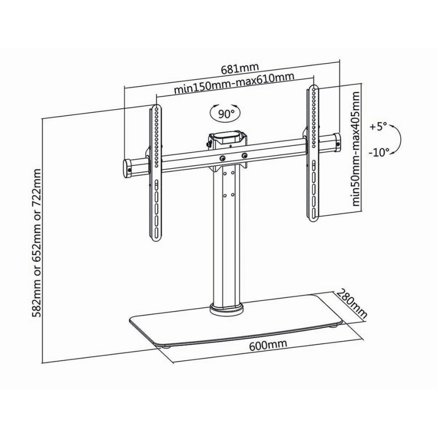 Επιτραπέζια βάση πλήρους κίνησης για τηλεόραση 32-65/3 θέσεις ύψους