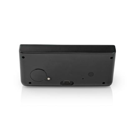 Ρολόι ξυπνητήρι με οθόνη LCD και ασύρματος φορτιστής 15W/230V + 1xCR2032 μαύρο