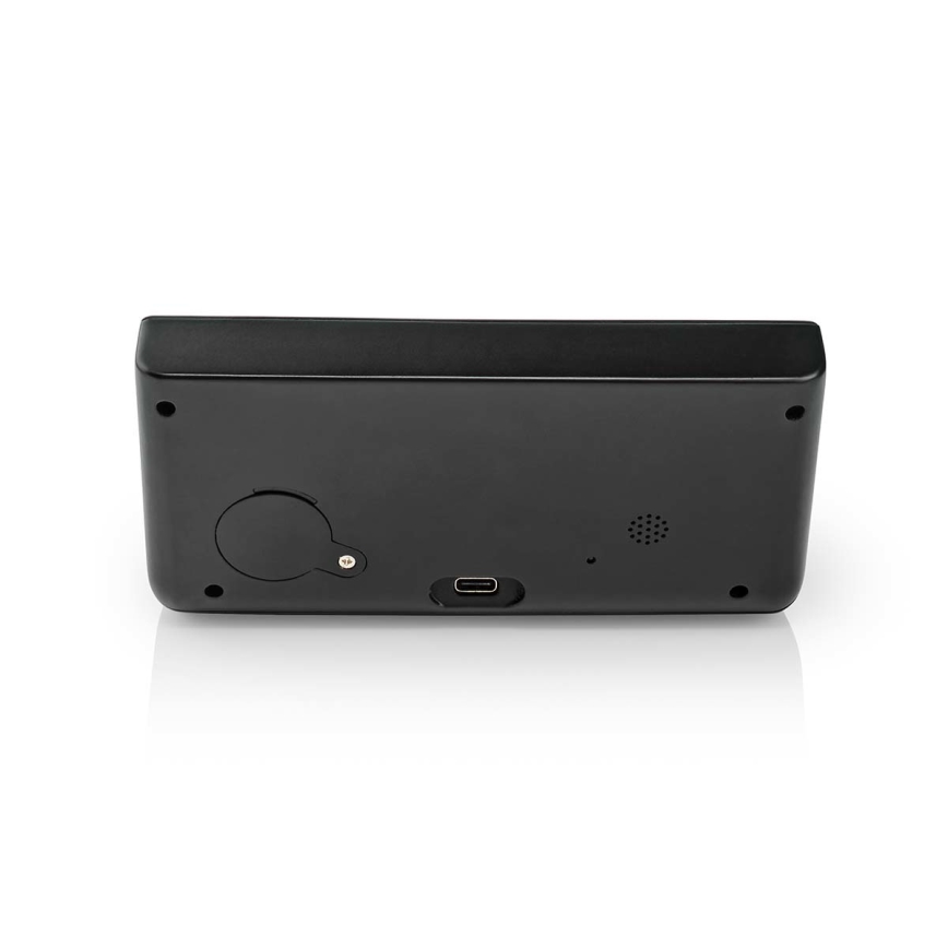 Ρολόι ξυπνητήρι με οθόνη LCD και ασύρματος φορτιστής 15W/230V + 1xCR2032 μαύρο