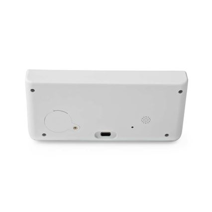 Ρολόι ξυπνητήρι με οθόνη LCD και ασύρματος φορτιστής 15W/230V + 1xCR2032 λευκό
