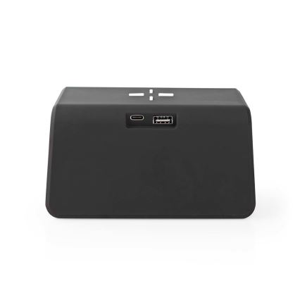 Ρολόι ξυπνητήρι με οθόνη LCD και ασύρματη φόρτιση 15W/5V 1xCR2032 μαύρο