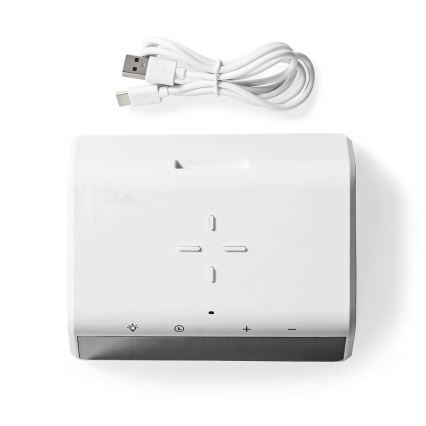 Ρολόι ξυπνητήρι με οθόνη LCD και ασύρματος φορτιστής 15W/230V 1x CR2032 λευκό