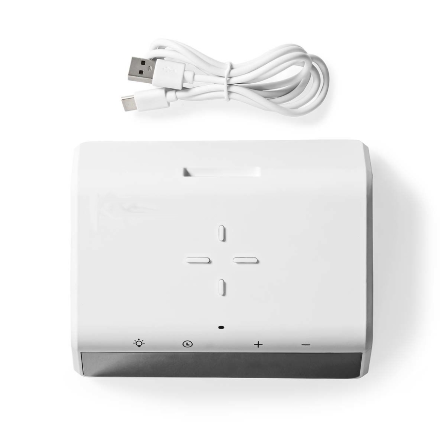 Ρολόι ξυπνητήρι με οθόνη LCD και ασύρματος φορτιστής 15W/230V 1x CR2032 λευκό
