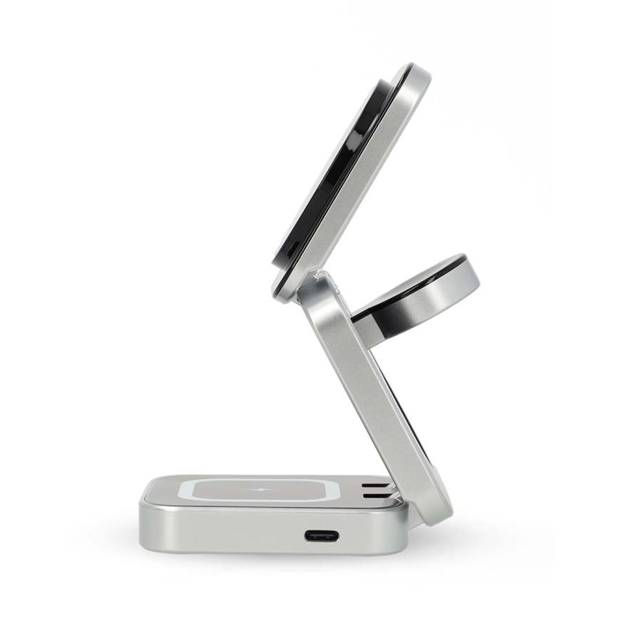 Ασύρματος φορτιστής 3σε1 15W ασημί