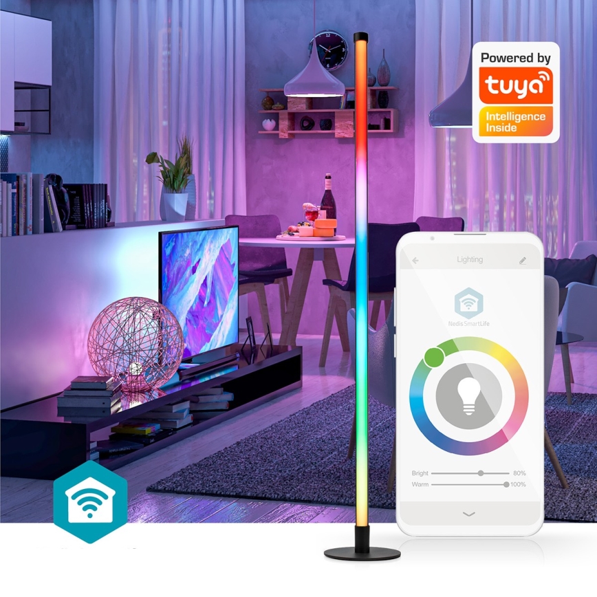 LED RGBIC Φωτιστικό δαπέδου ντιμαριζόμενο Smartlife LED/10W/230V 100,5 cm 2700-6500K Wi-Fi Tuya + τηλεχειριστήριο