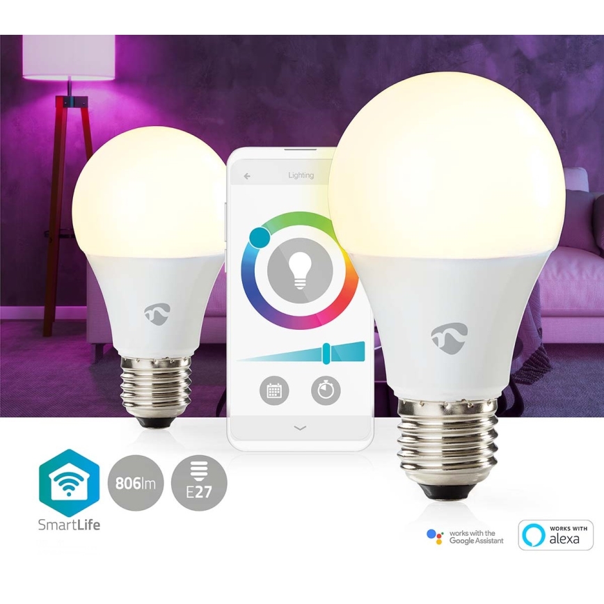 ΣΕΤ 2x LED RGBW Dimmable λάμπες SmartLife E27/9W/230V Wi-Fi 2700-6500K