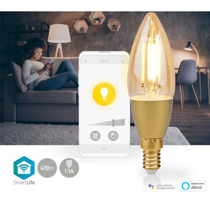 Λαμπτήρας Dimming LED Smartlife E14/4,9W/230V 1800-3000K Wi-Fi Tuya