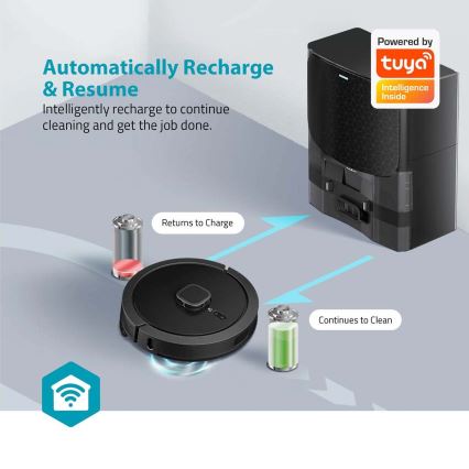 Σκούπα ρομπότ με σφουγγάρισμα SmartLife 5200 mAh Wi-Fi Tuya μαύρο + τηλεχειριστήριο