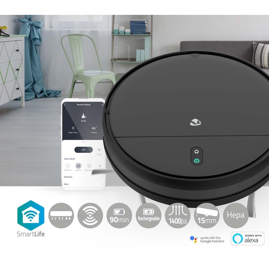 Σκούπα ρομπότ με σφουγγάρισμα 28W/2500 mAh Wi-Fi μαύρο + τηλεχειριστήριο