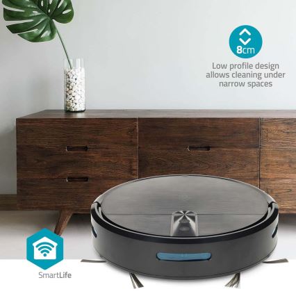 Έξυπνη ρομποτική σκούπα με σφουγγαρίστρα SmartLife 2600 mAh Wi‑Fi Tuya, μαύρη + τηλεχειριστήριο