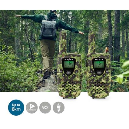 ΣΕΤ 2x Walkie-talkie με φωτισμό LED 3xAAA εμβέλεια 8 km σε χρώμα παραλλαγή