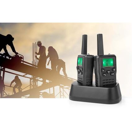 ΣΕΤ 2x Επαναφορτιζόμενο walkie-talkie με  φωτισμό LED 1300 mAh εμβέλεια 10 km