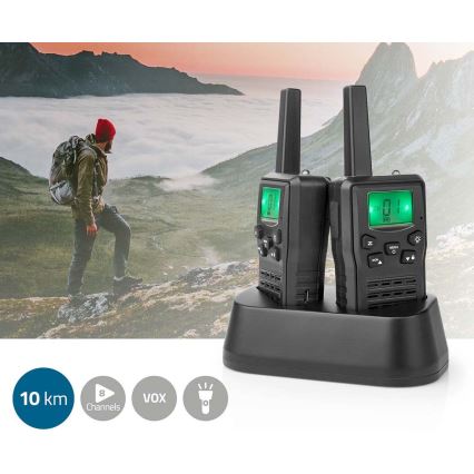 ΣΕΤ 2x Επαναφορτιζόμενο walkie-talkie με  φωτισμό LED 1300 mAh εμβέλεια 10 km