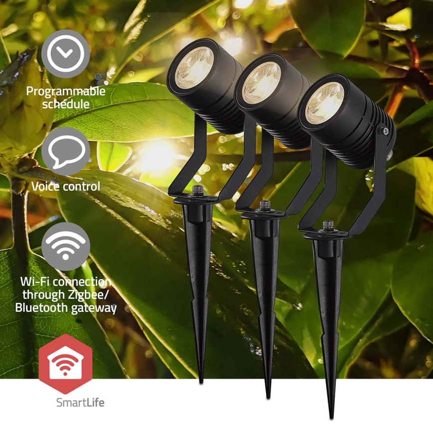 Σετ 3x LED RGBW ρυθμιζόμενο εξωτερικό φωτιστικό SmartLife LED/3W/230V IP65 Wi-Fi Tuya μαύρο