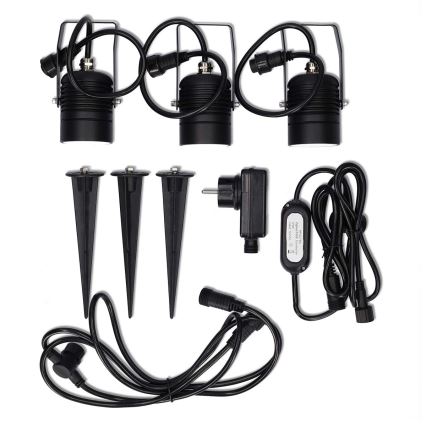 Σετ 3x LED RGBW ρυθμιζόμενο εξωτερικό φωτιστικό SmartLife LED/3W/230V IP65 Wi-Fi Tuya μαύρο