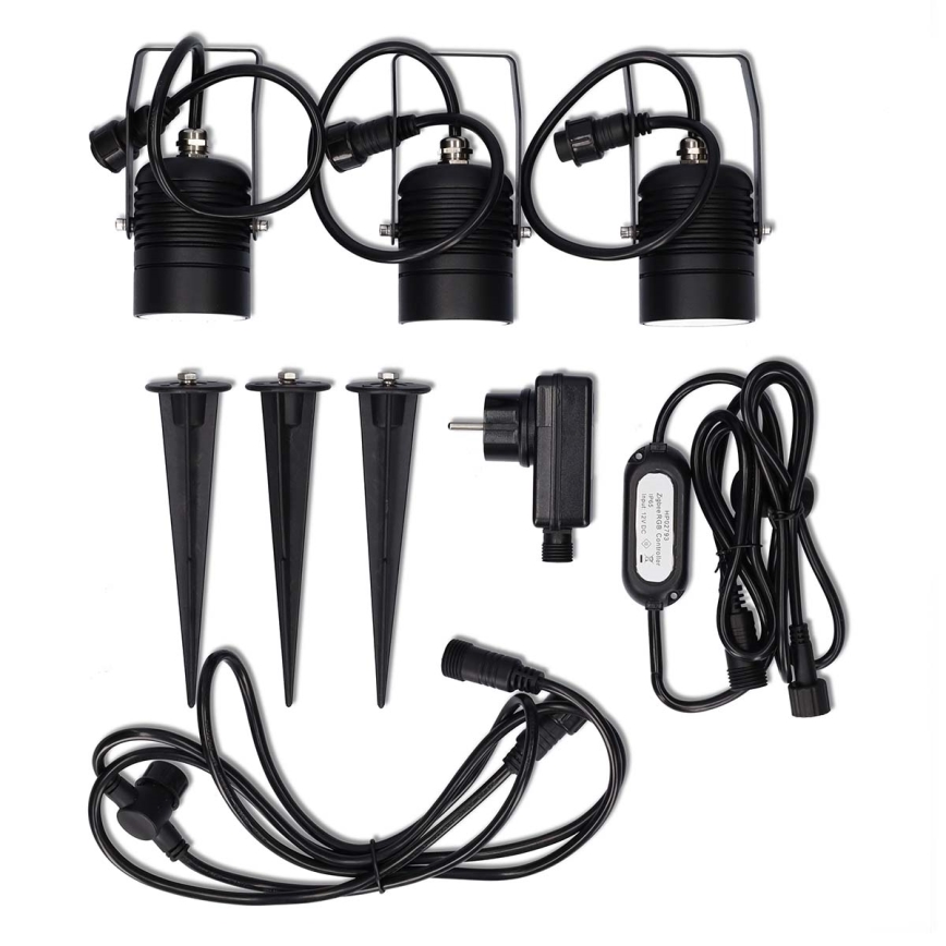 Σετ 3x LED RGBW ρυθμιζόμενο εξωτερικό φωτιστικό SmartLife LED/3W/230V IP65 Wi-Fi Tuya μαύρο