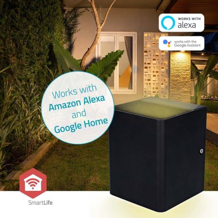 LED RGBW ρυθμιζόμενο εξωτερικό επιτοίχιο φωτιστικό SmartLife LED/12W/230V IP65 Wi-Fi Tuya μαύρο