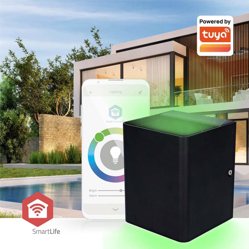 LED RGBW ρυθμιζόμενο εξωτερικό επιτοίχιο φωτιστικό SmartLife LED/12W/230V IP65 Wi-Fi Tuya μαύρο