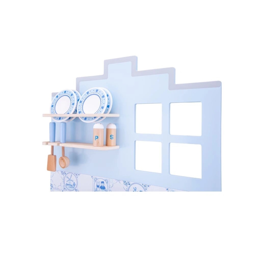 New Classic Toys - Ξύλινη κουζίνα με αξεσουάρ μπλε