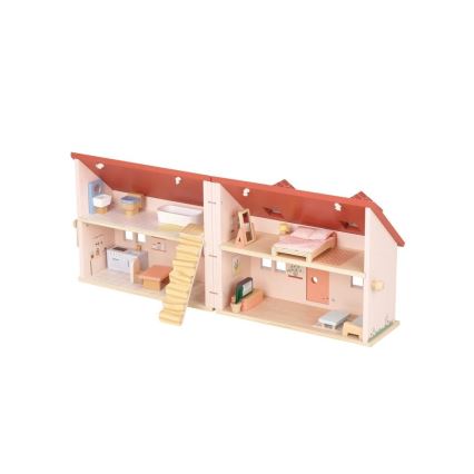 New Classic Toys - Ξύλινο κουκλόσπιτο κόκκινο