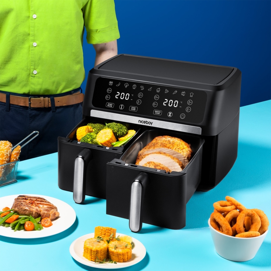 Niceboy AirFryer DUO - Διπλή φριτέζα αέρος 9 l 2400W/230V