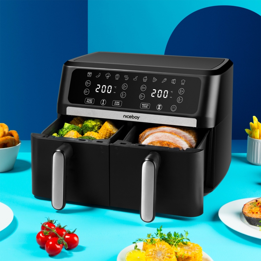 Niceboy AirFryer DUO - Διπλή φριτέζα αέρος 9 l 2400W/230V