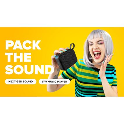 Niceboy Atom 4 - LED Ασύρματο ηχείο με μικρόφωνο 6W/1000 mAh IP67 μαύρο