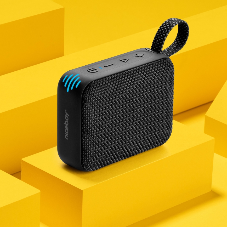 Niceboy Atom 4 - LED Ασύρματο ηχείο με μικρόφωνο 6W/1000 mAh IP67 μαύρο
