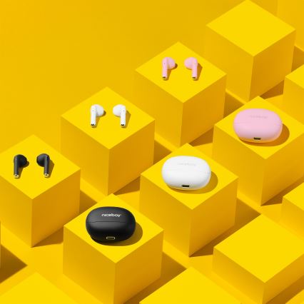 Niceboy Beans 4 - Ασύρματα ακουστικά 300 mAh + 2x 35 mAh IPX4 λευκά