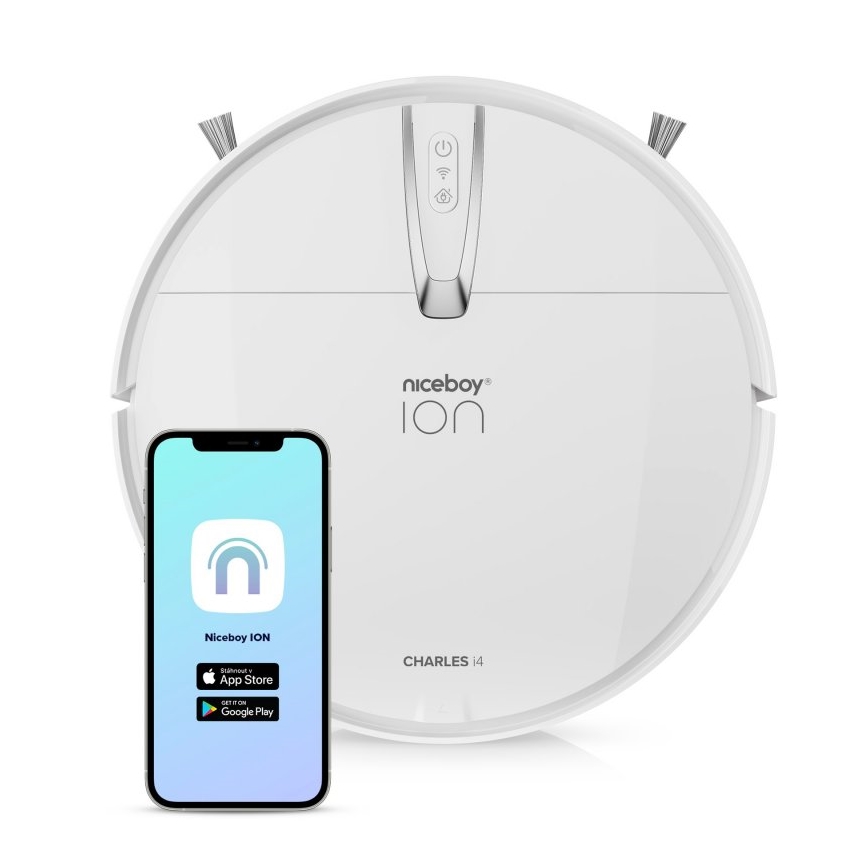Niceboy ION Charles i4 - Έξυπνη ρομποτική σκούπα 2 σε 1 4400 mAh Wi-Fi λευκό + τηλεχειριστήριο