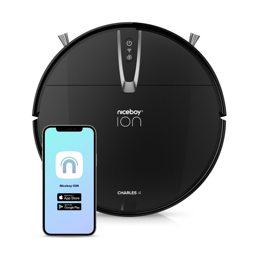 Niceboy ION Charles i4 - Έξυπνη ρομποτική σκούπα 2 σε 1 4400 mAh Wi-Fi μαύρο + τηλεχειριστήριο
