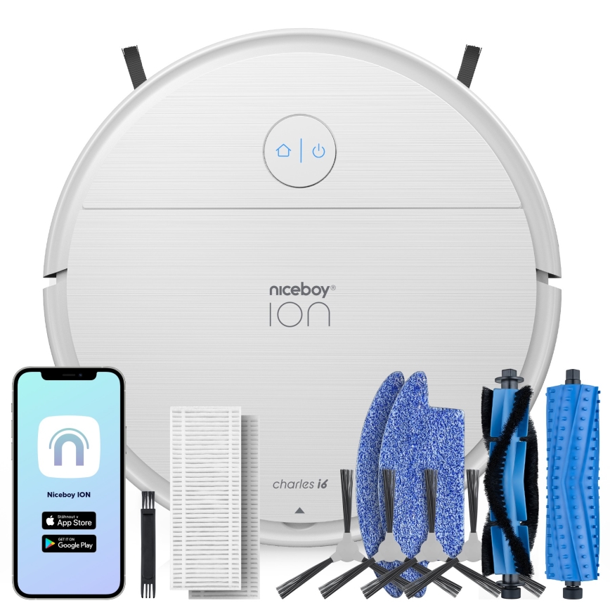 Niceboy ION Charles i6 - Έξυπνη ρομποτική σκούπα 2 σε 1 2600 mAh Wi-Fi λευκό