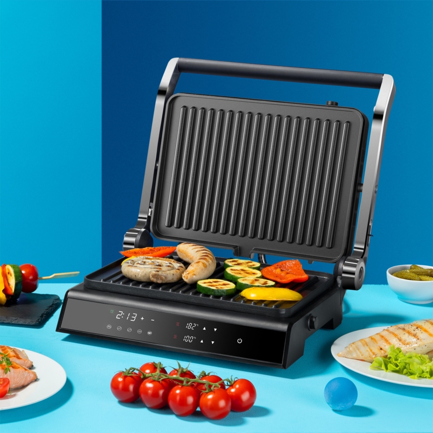 Niceboy ION Grillmaster - Ψησταριά/Γκριλιέρα 2000W/230V μαύρο/ματ χρώμιο