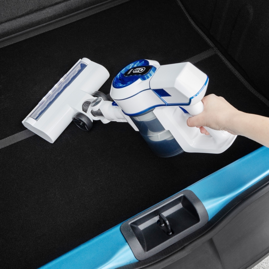 Niceboy ION Hurricane H5 - Ασύρματη ράβδος ηλεκτρικής σκούπας 2 σε 1 150W/2200 mAh λευκό/μπλε